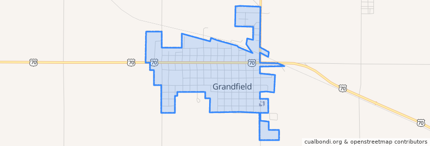 Mapa de ubicacion de Grandfield.