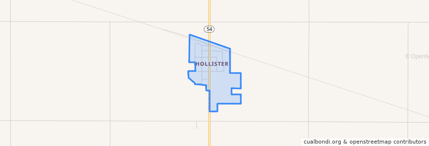 Mapa de ubicacion de Hollister.