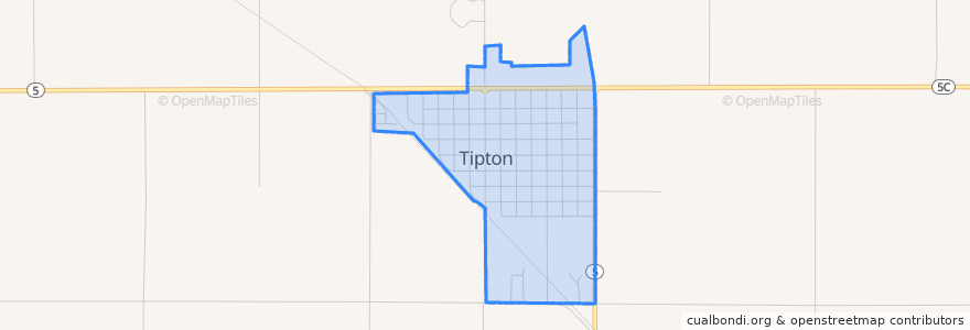 Mapa de ubicacion de Tipton.