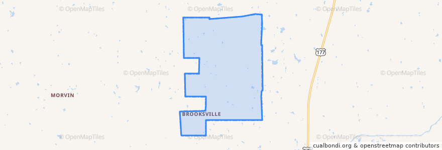 Mapa de ubicacion de Brooksville.