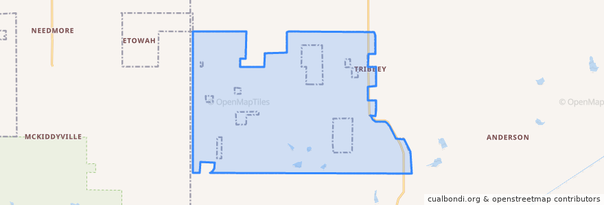 Mapa de ubicacion de Tribbey.