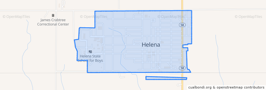 Mapa de ubicacion de Helena.