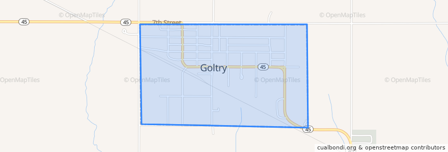 Mapa de ubicacion de Goltry.