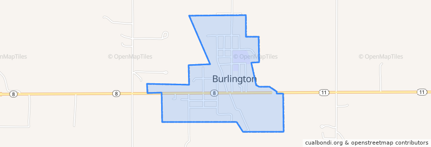 Mapa de ubicacion de Burlington.