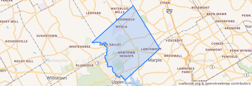 Mapa de ubicacion de Newtown Township.