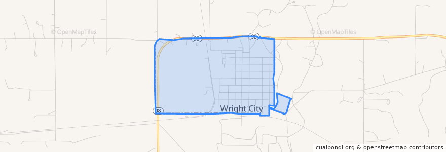 Mapa de ubicacion de Wright City.