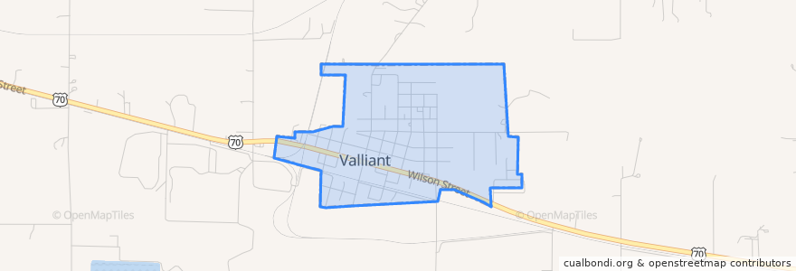 Mapa de ubicacion de Valliant.
