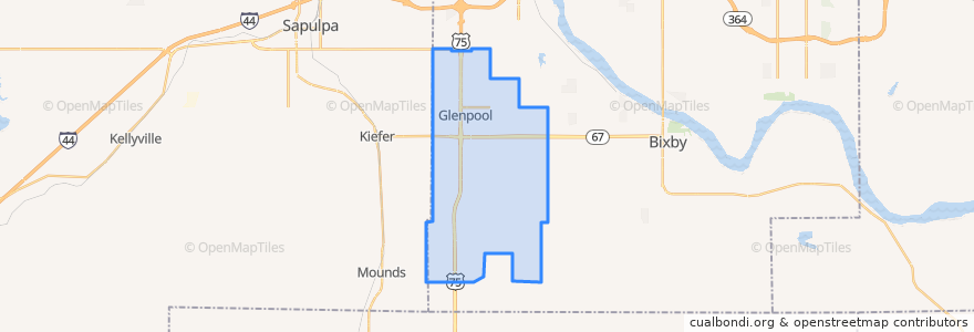 Mapa de ubicacion de Glenpool.