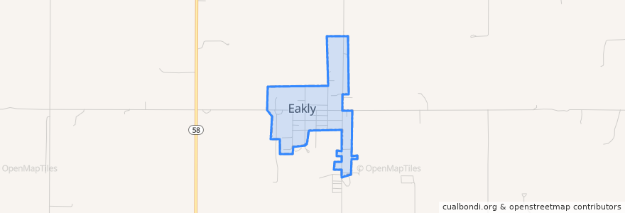 Mapa de ubicacion de Eakly.