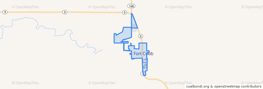 Mapa de ubicacion de Fort Cobb.