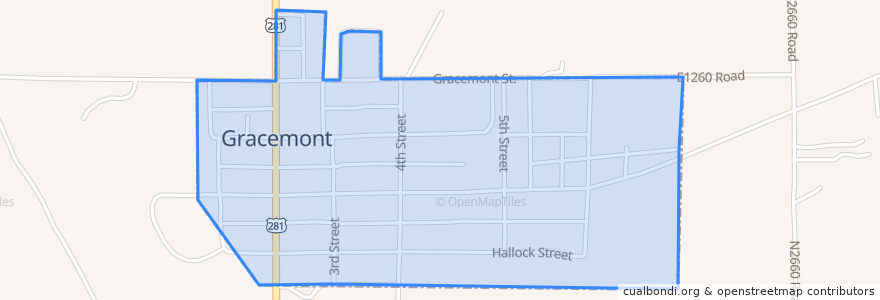 Mapa de ubicacion de Gracemont.