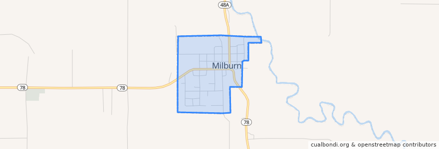Mapa de ubicacion de Milburn.