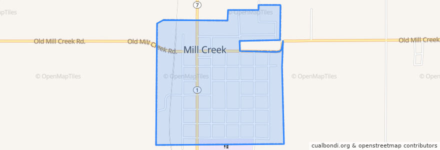 Mapa de ubicacion de Mill Creek.