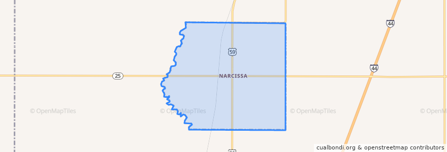 Mapa de ubicacion de Narcissa.