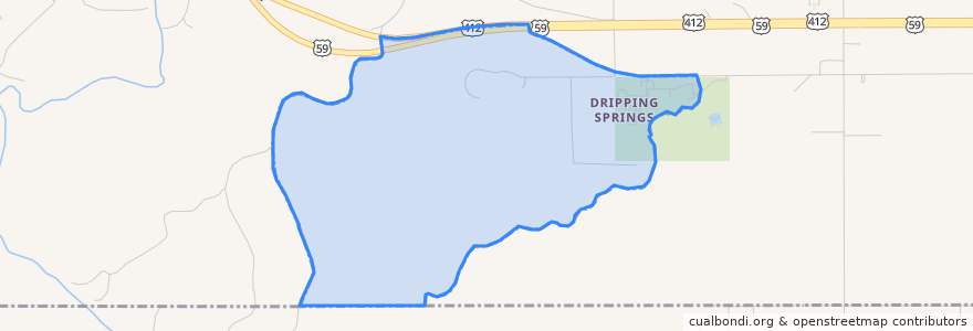 Mapa de ubicacion de Dripping Springs.