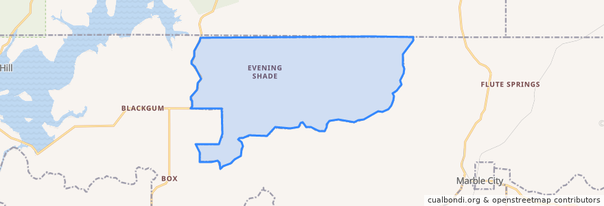 Mapa de ubicacion de Evening Shade.