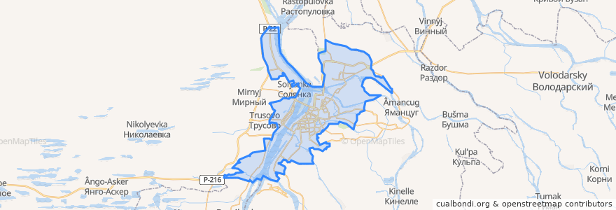 Mapa de ubicacion de городской округ Астрахань.