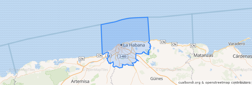 Mapa de ubicacion de Havana.