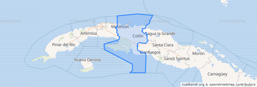 Mapa de ubicacion de Matanzas.