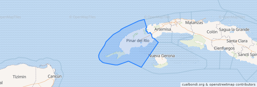 Mapa de ubicacion de Pinar del Rio.