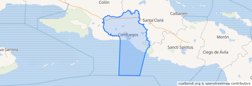 Mapa de ubicacion de Cienfuegos.