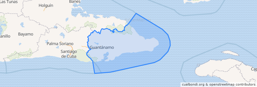 Mapa de ubicacion de Guantánamo.