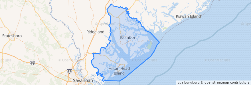Mapa de ubicacion de Beaufort County.