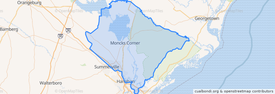 Mapa de ubicacion de Berkeley County.