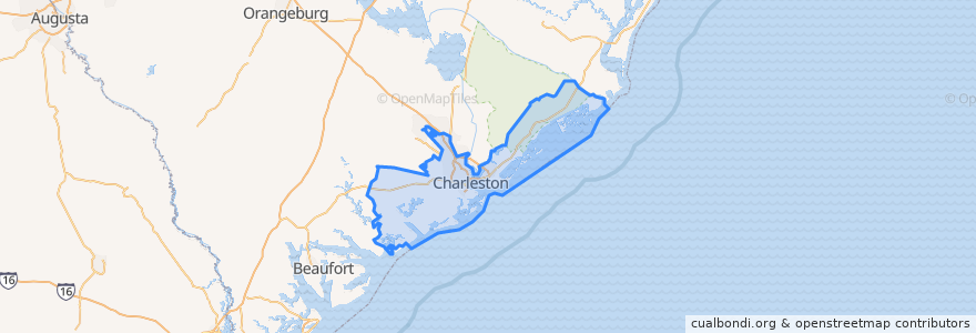Mapa de ubicacion de Charleston County.