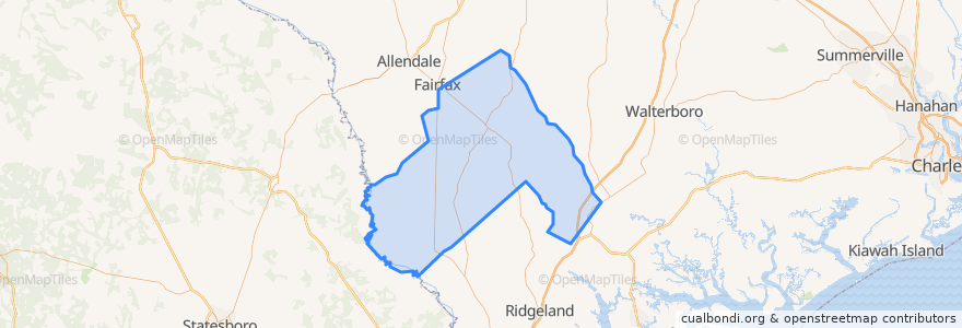 Mapa de ubicacion de Hampton County.