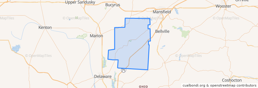 Mapa de ubicacion de Morrow County.