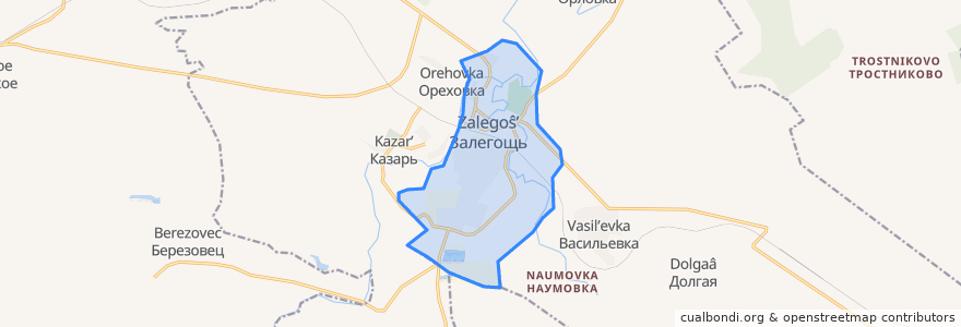 Mapa de ubicacion de городское поселение Залегощь.