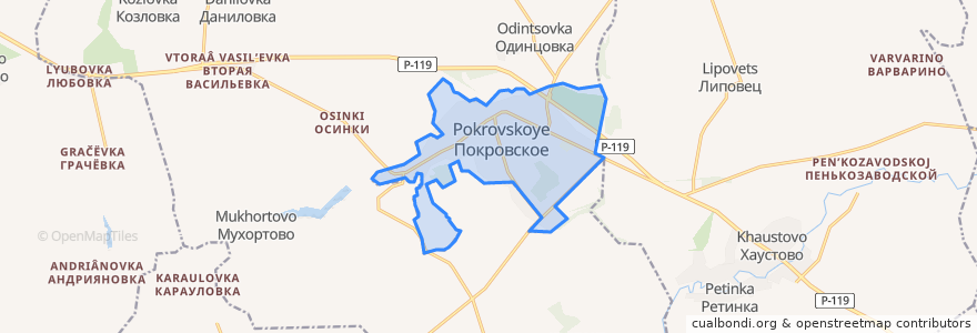 Mapa de ubicacion de городское поселение Покровское.