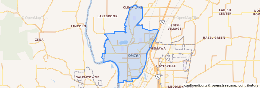 Mapa de ubicacion de Keizer.