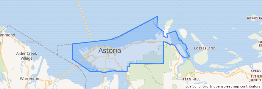 Mapa de ubicacion de Astoria.