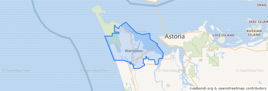 Mapa de ubicacion de Warrenton.