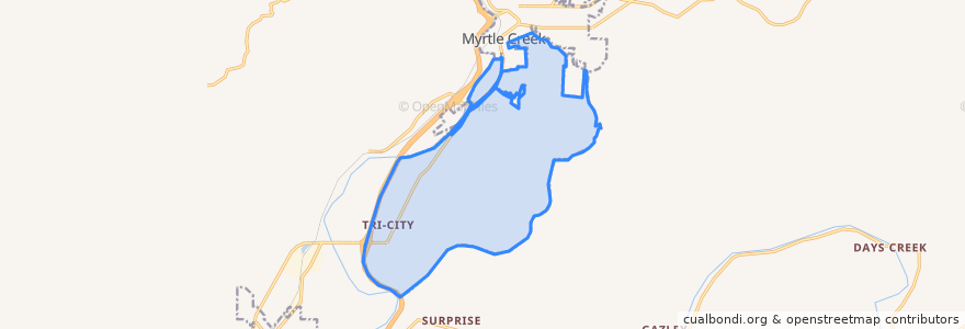 Mapa de ubicacion de Tri-City.