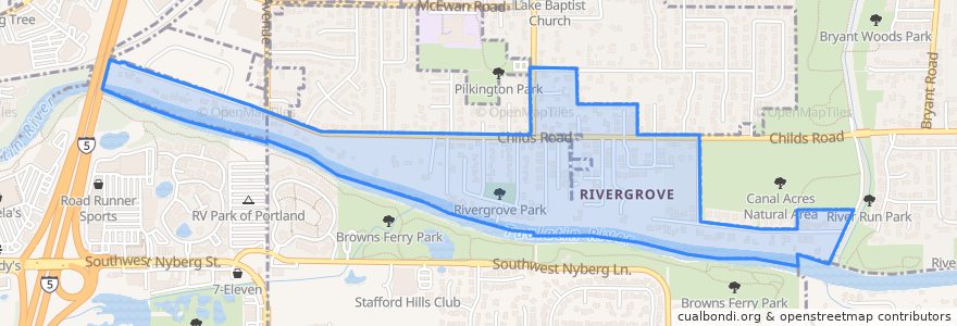 Mapa de ubicacion de Rivergrove.
