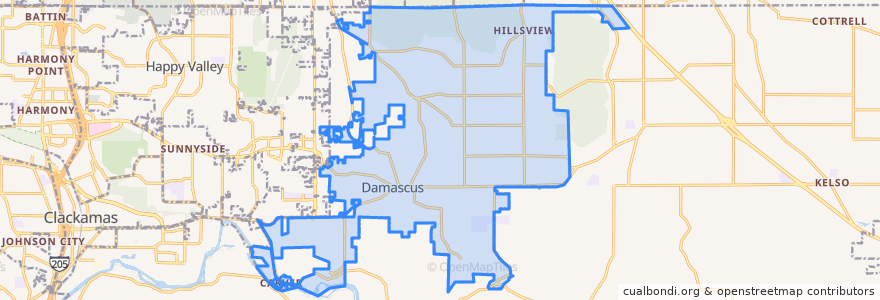 Mapa de ubicacion de Damascus.