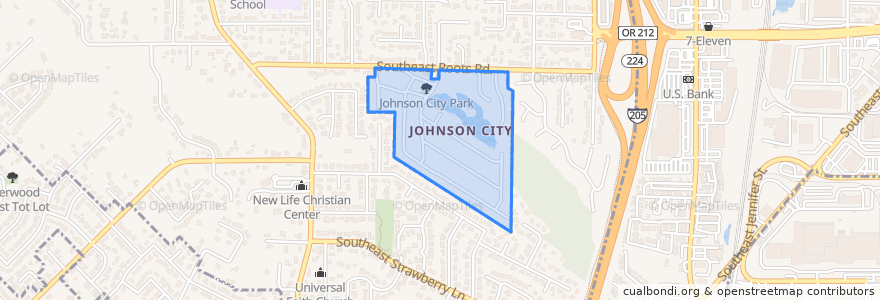 Mapa de ubicacion de Johnson City.