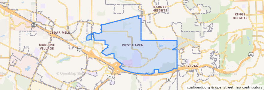 Mapa de ubicacion de West Haven-Sylvan.