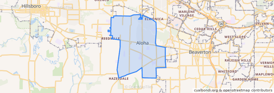 Mapa de ubicacion de Aloha.