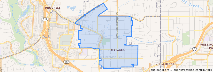 Mapa de ubicacion de Metzger.