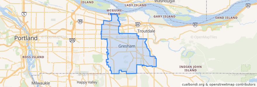Mapa de ubicacion de Gresham.