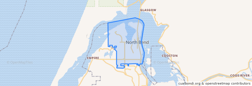 Mapa de ubicacion de North Bend.