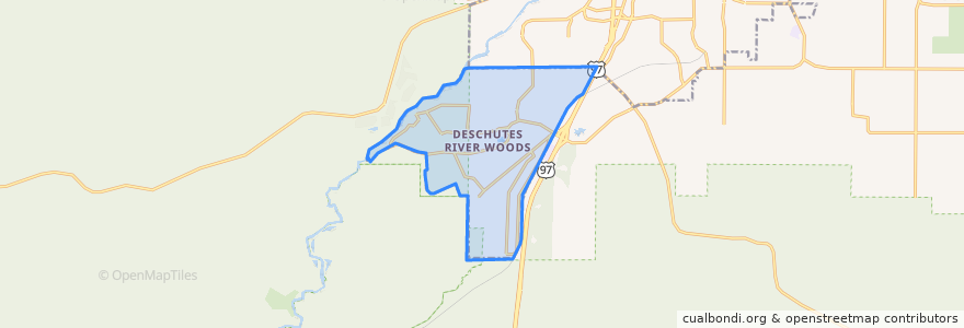 Mapa de ubicacion de Deschutes River Woods.