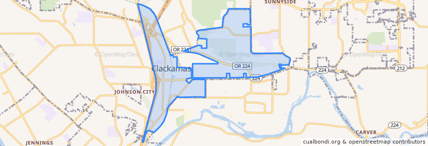 Mapa de ubicacion de Clackamas.