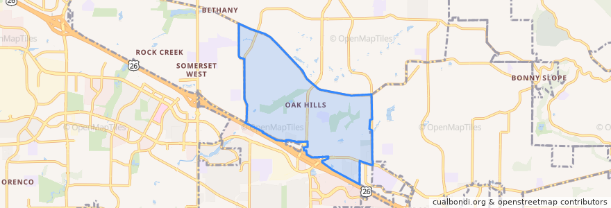 Mapa de ubicacion de Oak Hills.
