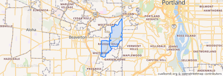 Mapa de ubicacion de Raleigh Hills.