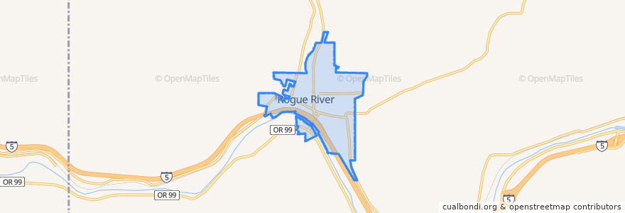 Mapa de ubicacion de Rogue River.